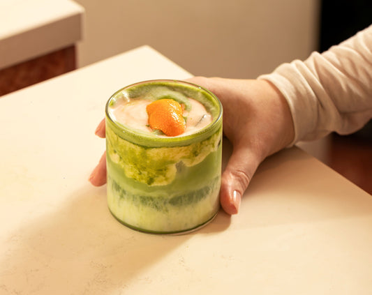 Rhubarb Kumquat Matcha Latte